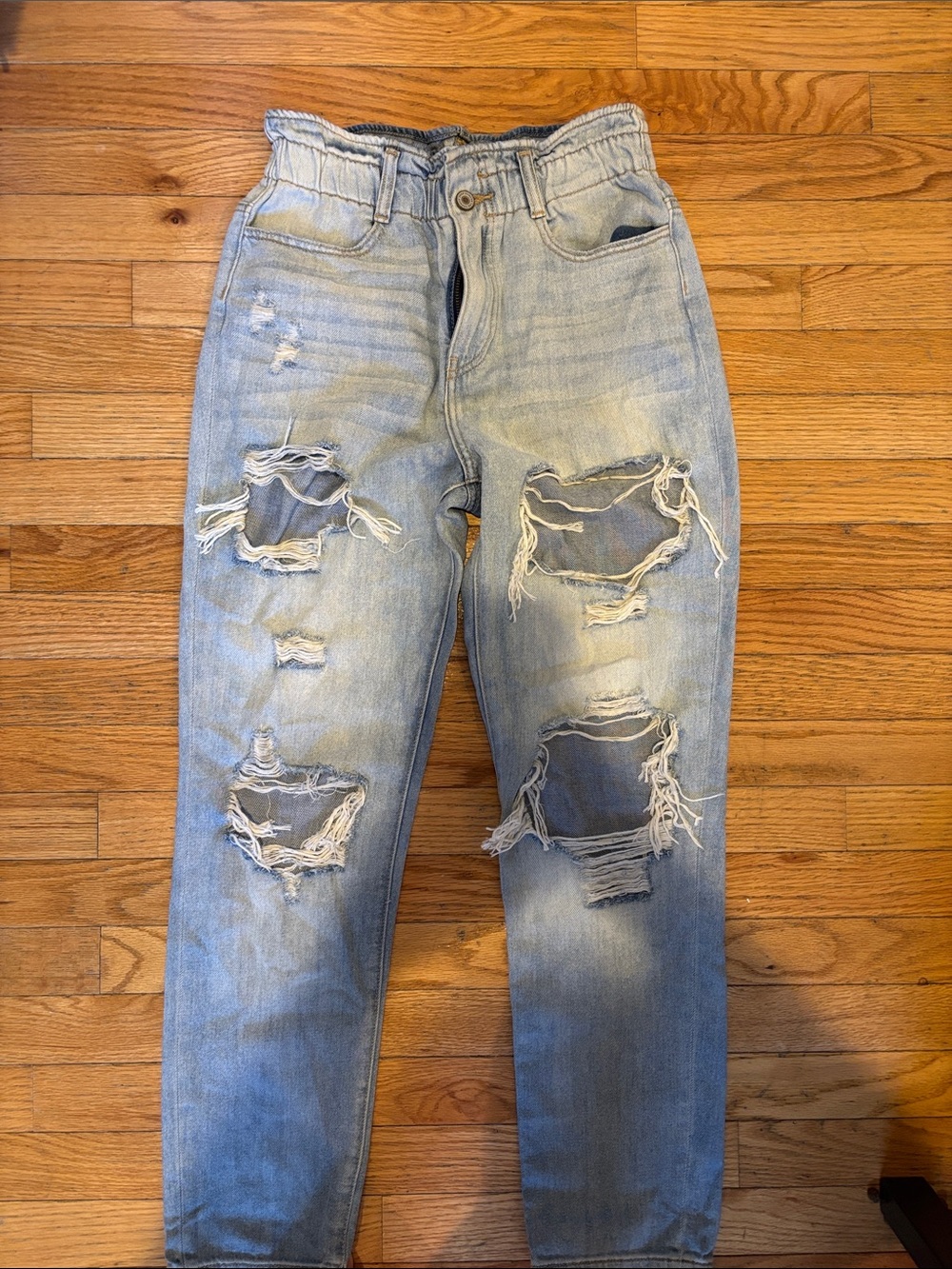 KanCan Angel Ultra High Rise Paperbag MomJean Distressed Ripped Size 1